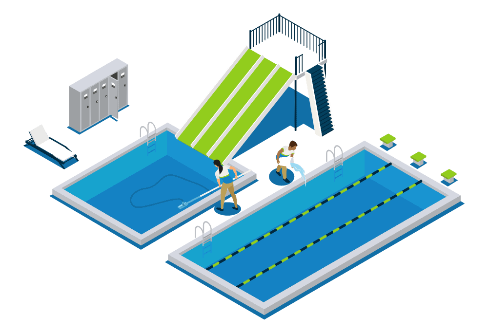Piscinas de diferentes tamanhos